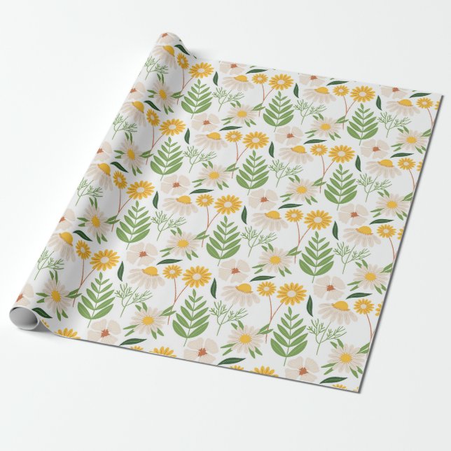 Blumenmuster Geschenkpapier (Ungerollt)