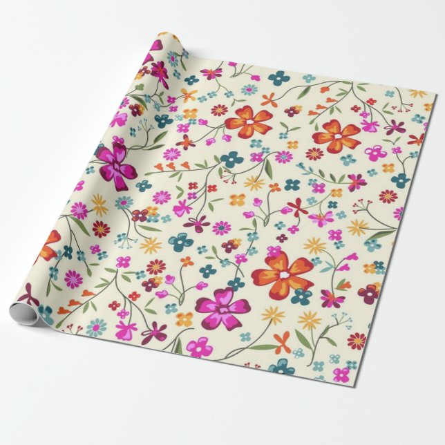 Blumenmuster Geschenkpapier (Ungerollt)