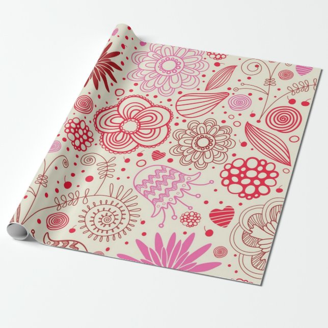 Blumenmuster Geschenkpapier (Ungerollt)