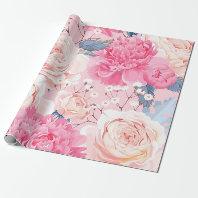Blumenmuster Geschenkpapier (Ungerollt)