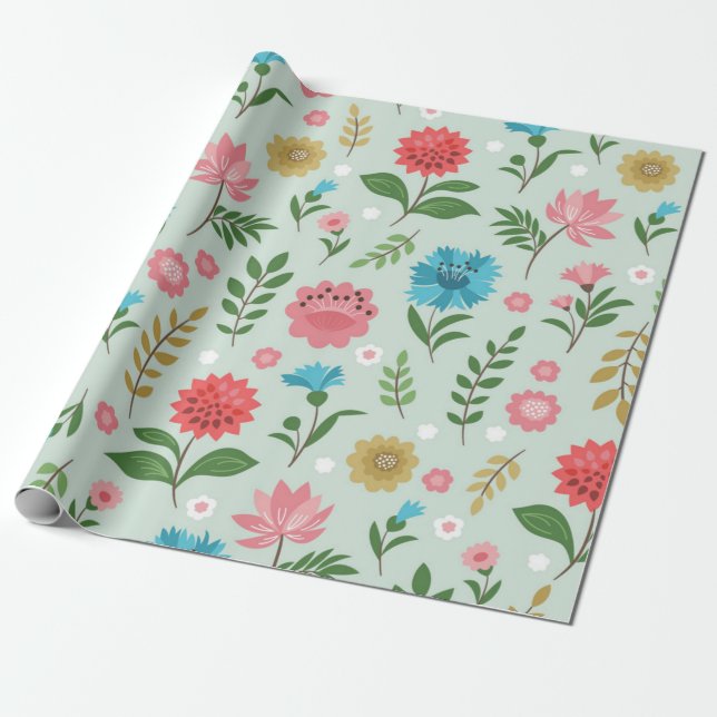Blumenmuster Geschenkpapier (Ungerollt)