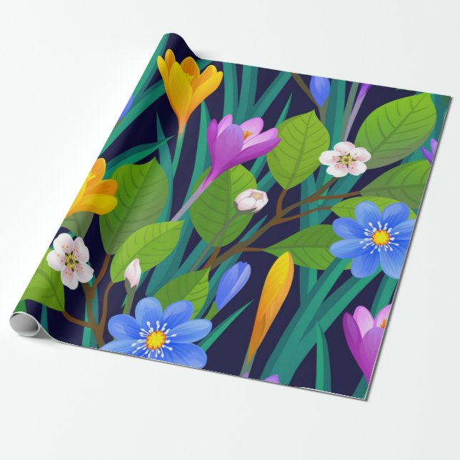 Blumenmuster Geschenkpapier (Ungerollt)