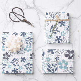 Blumenmuster Geschenkpapier Set