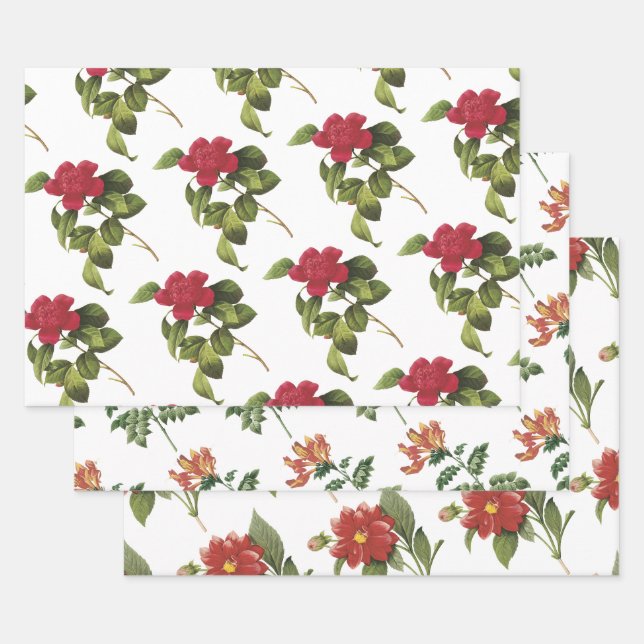 Blumenmuster Geschenkpapier Set (Set)