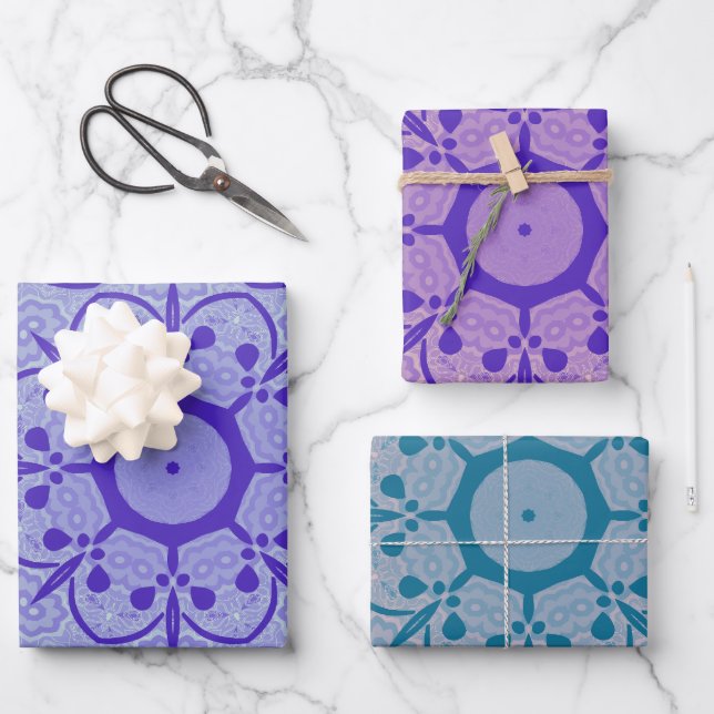 Blumenmuster Geschenkpapier Set (Vorderseite)