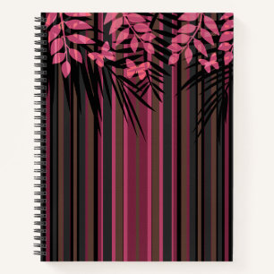 Blumenmuster, gestreift, Retro Notizbuch