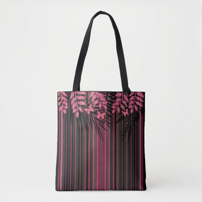 Blumenmuster, gestreift, Retro Tasche (Vorderseite)