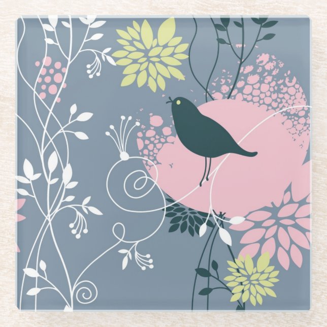 Blumenmuster Glasuntersetzer (Vorderseite)