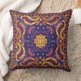 Blumenmuster Gold Lila Blue Kissen