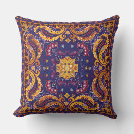 Blumenmuster Gold Lila Blue Kissen