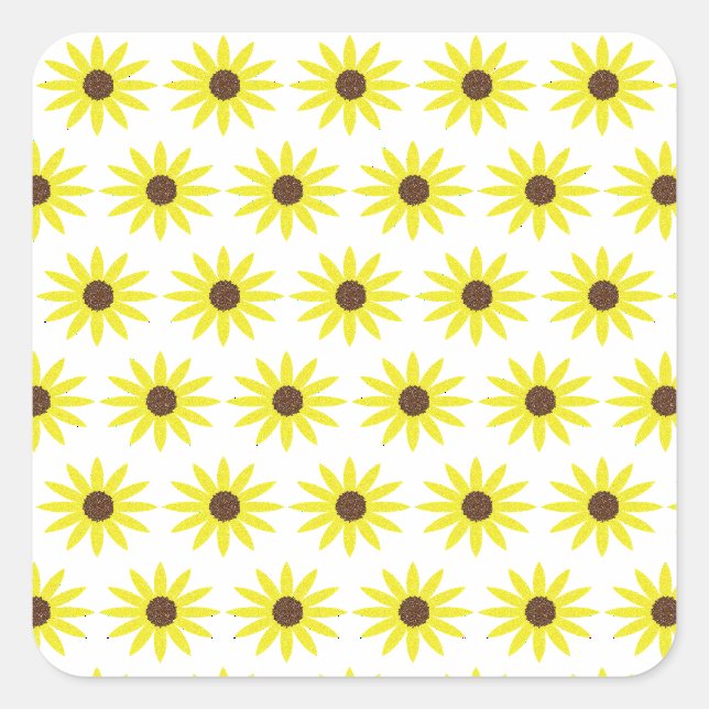 Blumenmuster Goldene gelbe Blumen Quadratischer Aufkleber (Vorderseite)