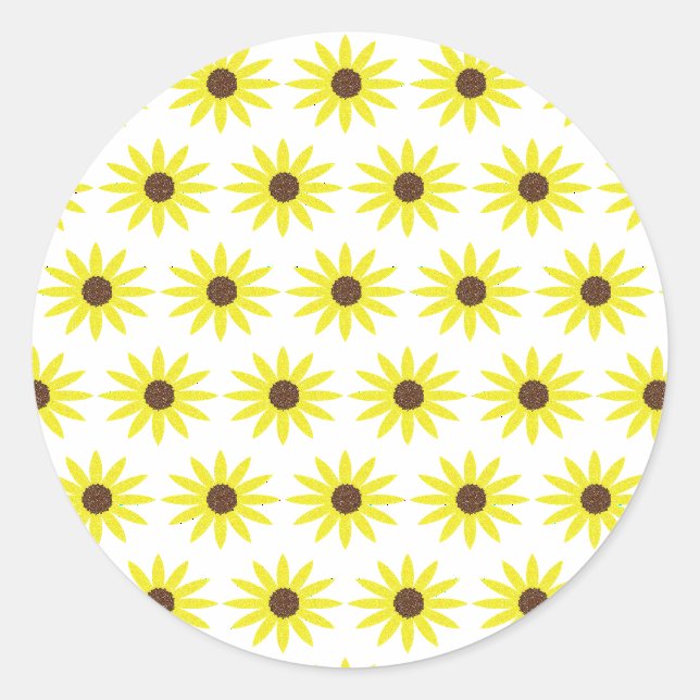 Blumenmuster Goldene gelbe Blumen Runder Aufkleber (Vorderseite)