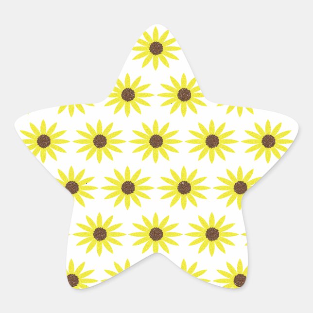 Blumenmuster Goldene gelbe Blumen Stern-Aufkleber (Vorderseite)