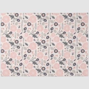Blumenmuster Grau Pink Schwarz Seidenpapier