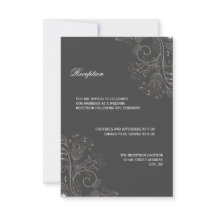Blumenmuster Grau/Weiß - Empfang Einladung