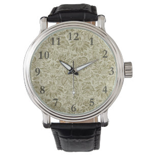 Blumenmuster Green Sage Antike Damaskus Armbanduhr