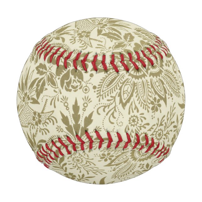 Blumenmuster Green Sage Antike Damaskus Baseball (Vorderseite)