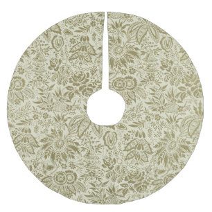 Blumenmuster Green Sage Antike Damaskus Polyester Weihnachtsbaumdecke