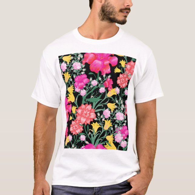 Blumenmuster Große Blume Muster T-Shirt (Vorderseite)