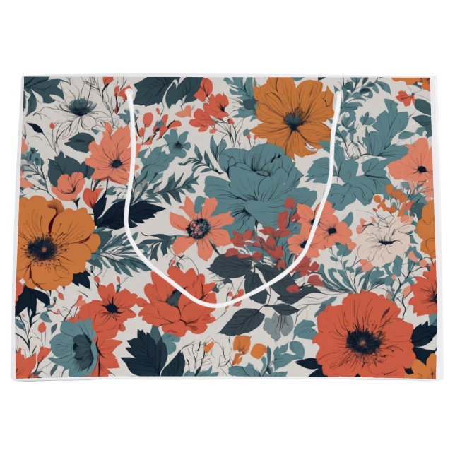 Blumenmuster Große Geschenktüte (Vorderseite)