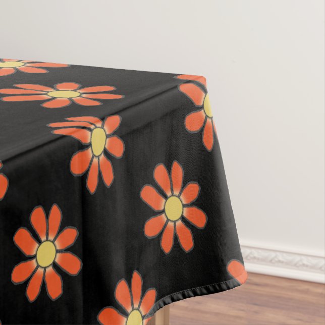 Blumenmuster-große grafische Blumen orange Tischdecke (Beispiel)