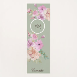 Blumenmuster, grün, blau, grün yogamatte