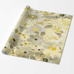 Blumenmuster Grün/Gelb Geschenkpapier