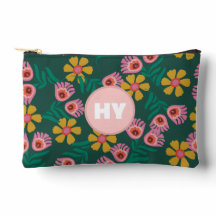 Blumenmuster grün niedliche Monogramm-Kosmetika
