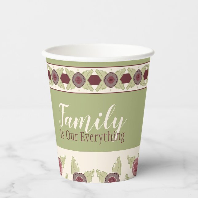 Blumenmuster Grün Pappbecher (Vorderseite)