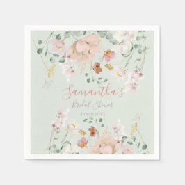 Blumenmuster Grün Rosa Rosa Elegante Paper-Teller Serviette