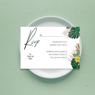 Blumenmuster Grün und Weiß Moderne Kalligrafie RSVP Karte