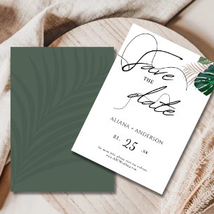 Blumenmuster Grün und Weiß Save the Date