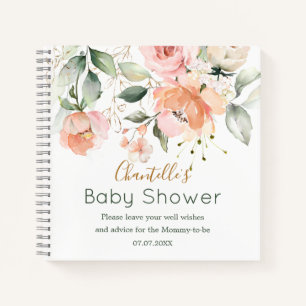 Blumenmuster, grüne Blätter Kinderdusche SpiralNot Notizbuch