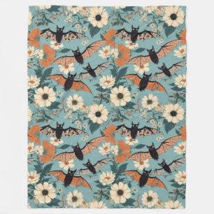 Blumenmuster Halloween Bats & Blume Fleecedecke