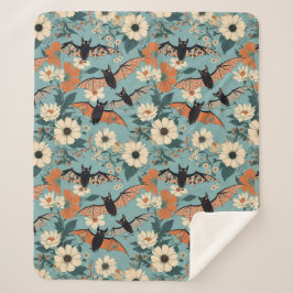 Blumenmuster Halloween Bats & Blume Sherpadecke