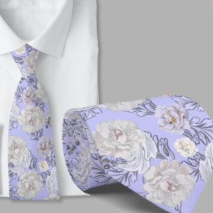 Blumenmuster Hellblaue Große Blumen Krawatte