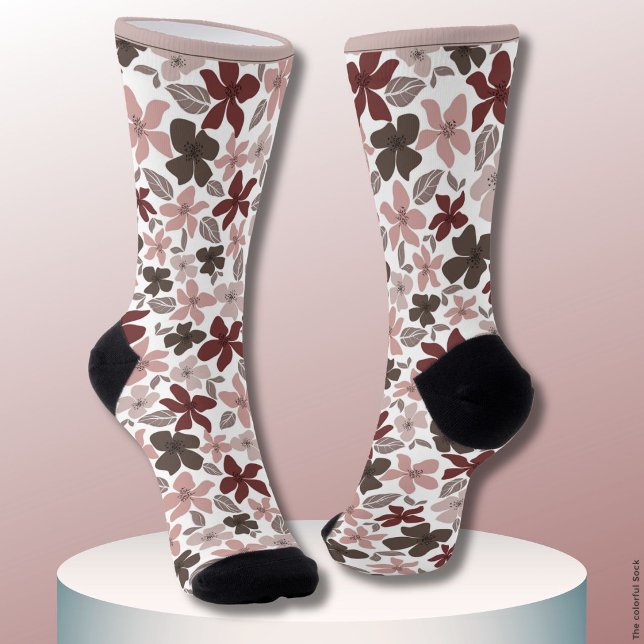 Blumenmuster Herbstfarben Text und Name Socken (Von Creator hochgeladen)