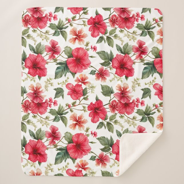 Blumenmuster-Hibiskus-Blume Sherpadecke (Vorderseite)
