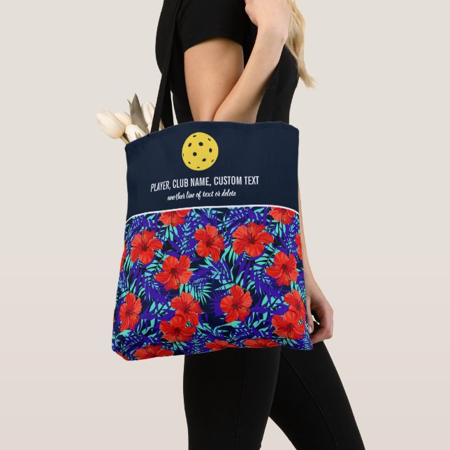 Blumenmuster-Hibiskus Print Custom Pickleball Padd Tasche (Von Nahem)