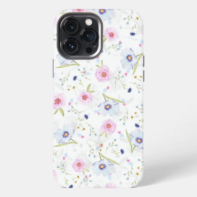 Blumenmuster Hintergrund- iPhone 13 Pro Max Hülle (Rückseite)