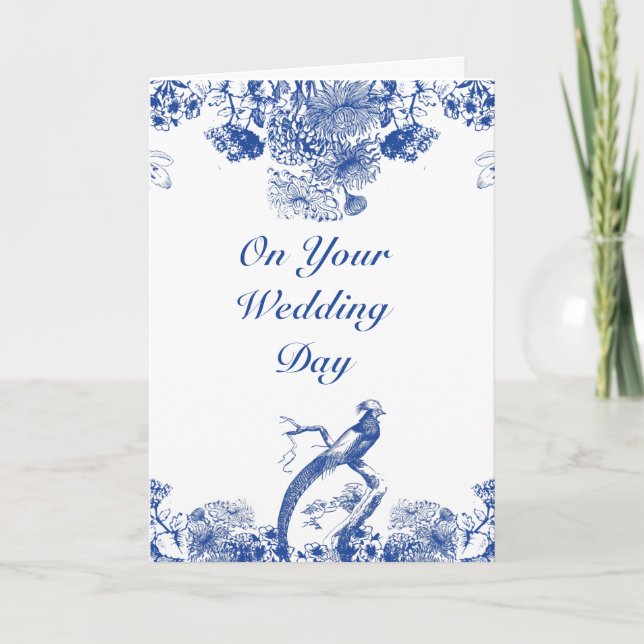 Blumenmuster Hochzeit in Blau und Weiß-China Karte (Vorderseite)