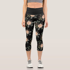 Blumenmuster Hoher Waisted Capri Leggings