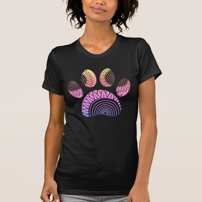 Blumenmuster Hundepapier drucken T-Shirt (Vorderseite)