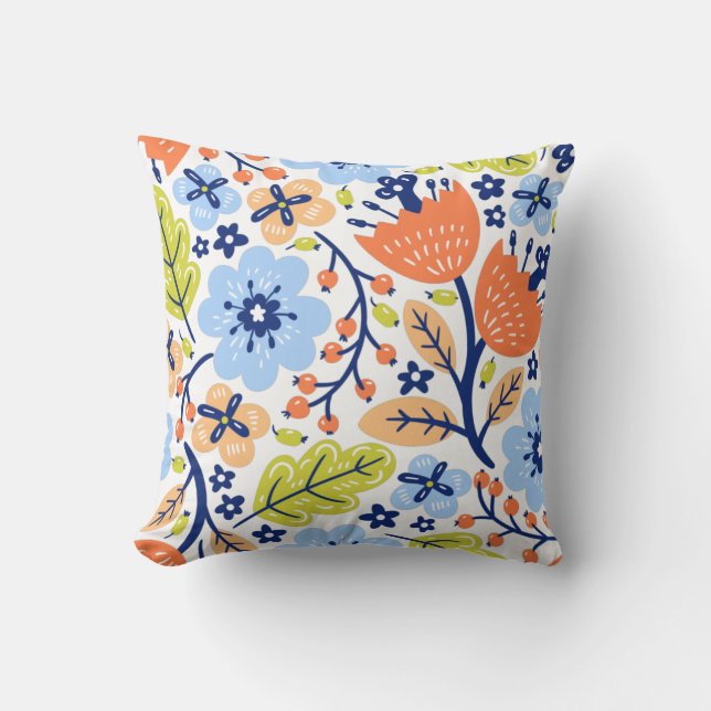 Blumenmuster-Illustration Kissen (Vorderseite)