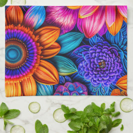 Blumenmuster im bohischen Stil Geschirrtuch