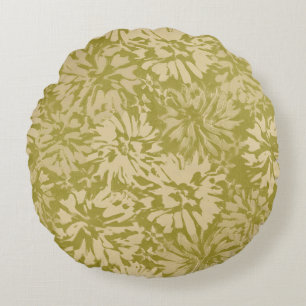 Blumenmuster im Boho-Stil im Retro-Look. Rundes Kissen