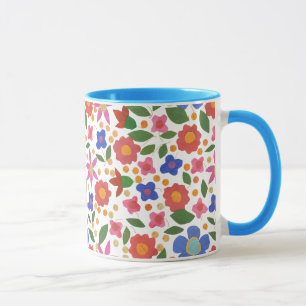 Blumenmuster im Folklostik auf Weiß Tasse
