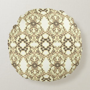 Blumenmuster im goldenen Sepia-Look Rundes Kissen