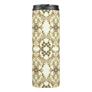 Blumenmuster im goldenen Sepia-Look Thermosbecher