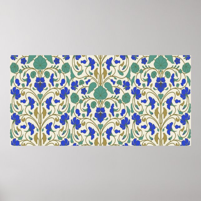 Blumenmuster im östlichen Stil mit nasturtium fl Poster (Vorne)